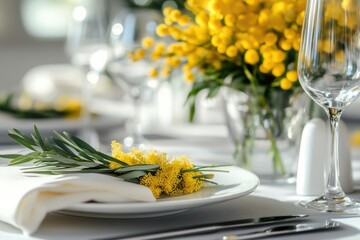 Poster - A simple still life arrangement featuring a yellow flower and a glass of wine