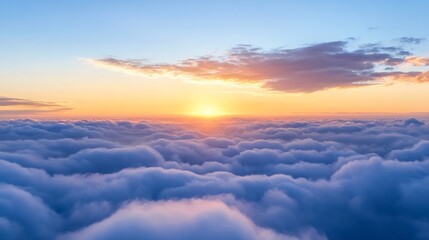 Aufkleber - breathtaking aerial view of a sunset over serene clouds from an airplane : generative ai