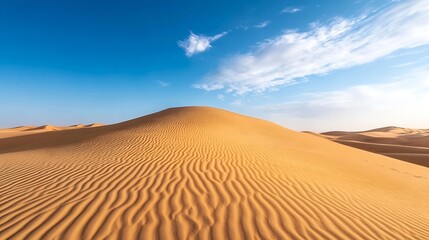 Aufkleber - Stunning Desert Dunes Under Bright Blue Sky with Soft Clouds Above : Generative AI