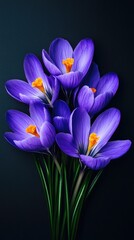 Poster - A bouquet of purple flowers placed on a table, perfect for decorating or photography