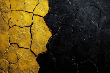Poster - Yellow and black paint peeling off a wall surface, showing layers of old coatings