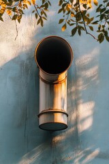 Aufkleber - A metal pipe on the exterior wall of a building