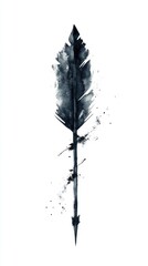 Aufkleber - A single feather sits on a clean white background, created using watercolor techniques