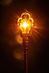 Aufkleber - A street light shining bright in the dark night scene