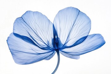 Aufkleber - A detailed view of a blue flower against a clean white background, perfect for editorial or commercial use where simplicity and elegance are required