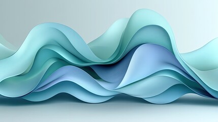 Poster - Abstract fluid waves, pastel colors, 3D design, for background use