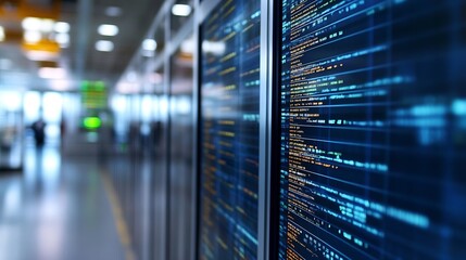 Fototapete - Abstract Digital Data Display with Cybersecurity Information and Visual Coding : Generative AI