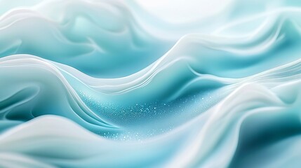 Poster - Gentle Cyan and Pearl White Glitter with Sparkling Waves, Abstract Macro Composition, Grainy Texture Background, Dreamy Lighting and Elegant Gradient Transitions