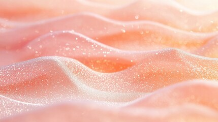 Poster - Dusky Peach and Cloud Gray Abstract Elegance, shimmering particles create a soft bokeh effect, blending gentle waves and luxurious gradients in a dreamy, atmospheric composition