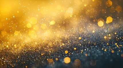 Poster - Shimmering Chamomile Waves, a captivating blend of sparkling yellow and soft gray textures, creates a dreamy atmosphere with elegant gradients and an enchanting soft focus depth.
