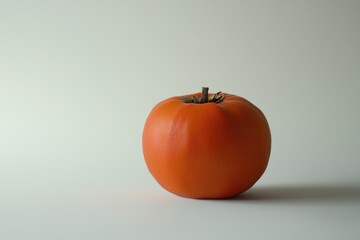 Poster - Studio Shot of a Fresh Orange Fruit with Small Stem Detailed Texture and Warm Color on a Clean White Background for Stock Photography