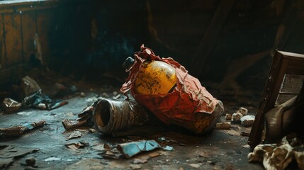 Aufkleber - A fire hydrant sitting on the floor in a room, ready to be used or stored