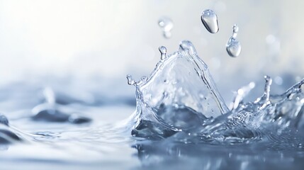 Poster - Crystal clear water splash creating dynamic ripples and droplets in a serene aquatic environment : Generative AI