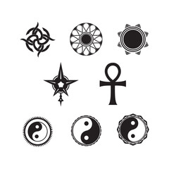 Poster - holiday and religious invitation card vector silhouette icons set design elements illustration