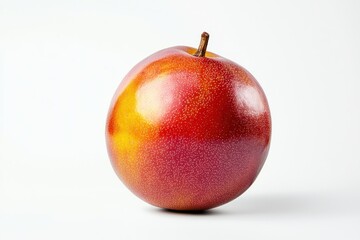 Poster - Appetizing single plum against a clean white background highlighting its vibrant color and speckled skin texture