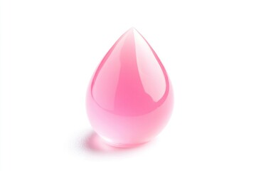 Poster - A single pink glass tear-shaped object placed on a white surface