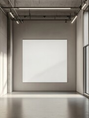 Aufkleber - Gallery interior with empty canvas on wall art space for exhibition blank framework display