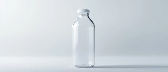 Poster - A clear plastic bottle with a white cap on a plain background