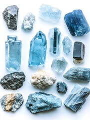 Aufkleber - A selection of colorful crystals arranged on a white background