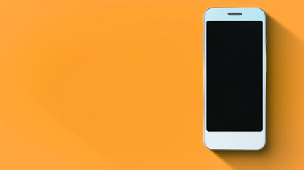 Poster - Modern Communication: A sleek, minimalist smartphone casts a long shadow on an orange background, symbolizing connectivity and mobile technology.