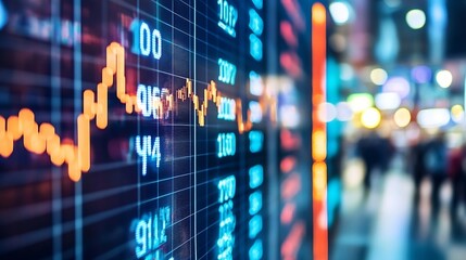 Poster - Dynamic stock market graph showcasing a bullish trend with focus on data points and vibrant colors : Generative AI