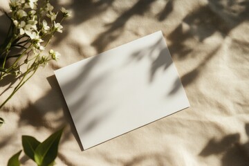 Aufkleber - A single sheet of paper sits on a table with a flat, horizontal surface
