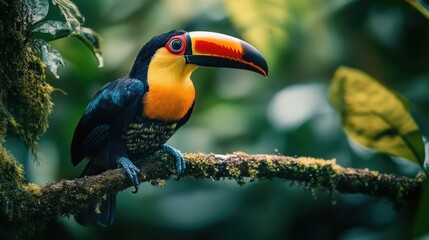 Poster - A colorful bird sitting on a tree branch