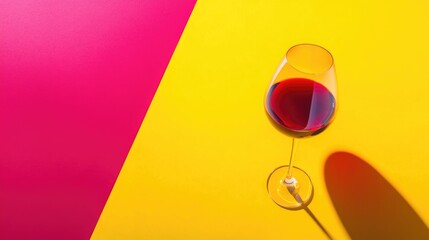 Poster - A single glass of red wine sits on a table, ready to be enjoyed