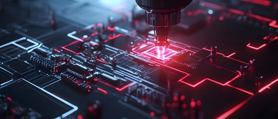 Poster - A close-up view of a circuit board with intricate designs