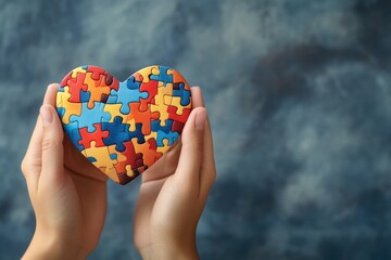 Aufkleber - A person holding a heart made of puzzle pieces