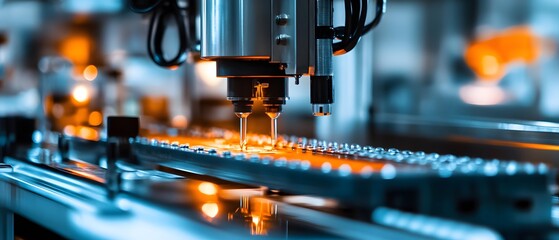 Poster - A high-tech manufacturing machine in action, showcasing precision and automation in production. The intricate machinery highlights the advancements in industrial technology.