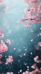 Poster - Fresh pink blooms floating gently in the air, ideal for decoration or editorial use