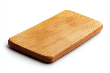 Poster - A simple wooden cutting board placed on a clean white surface, ideal for food styling and photography