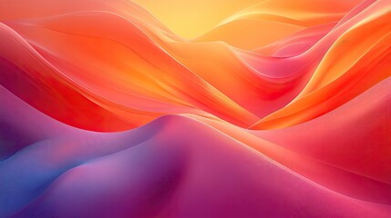 Poster - Abstract orange pink waves, digital art, vibrant background, website design