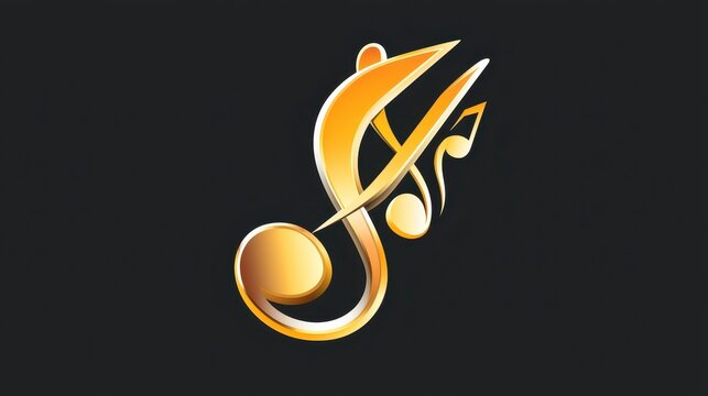 A minimalist music logo showcasing a combination of treble clef and notes in clean, bold lines, ideal for a contemporary brand.