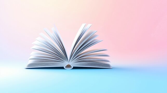 A minimalistic book icon with an open page design, set against a soft background to represent knowledge and learning.
