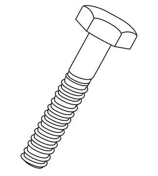 Cute cartoon hand drawn vector screw coloring page.