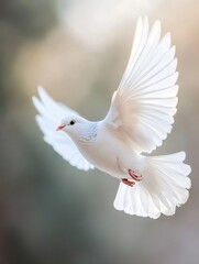 Aufkleber - Graceful White Dove in Flight Demonstrating Freedom and Peaceful Beauty : Generative AI