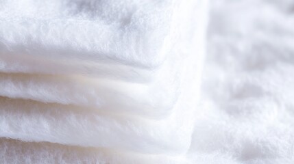 Aufkleber - Closeup view of neatly stacked white cotton towels on a plush fabric surface : Generative AI
