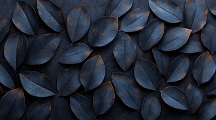 Poster - Dark blue leaves background texture