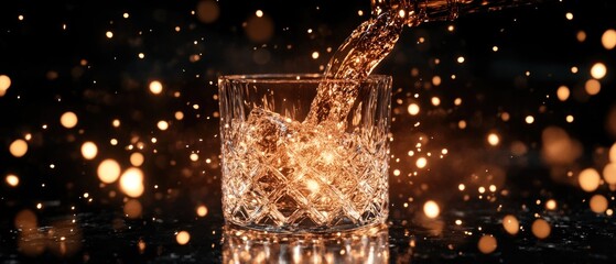 Poster - A glass filled with liquid flowing out