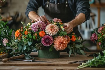 Poster - A person placing flowers on a table