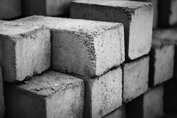 Aufkleber - A pile of concrete blocks stacked high, great for construction or architecture illustration
