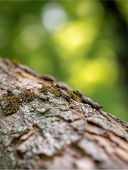 Aufkleber - Detailed view of moss growing on old tree bark showcasing nature and textures in a forest environment : Generative AI
