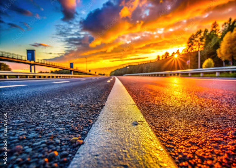 Stock-Illustration „Macro Photography: A4 Autobahn Katowice - Asphalt ...