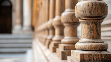 Aufkleber - Closeup view of ornate wooden columns depicting architectural beauty and craftsmanship : Generative AI