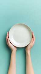 Poster - A person holding a plate with unknown contents, possibly used for serving or carrying food