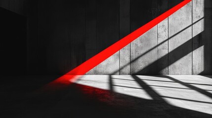 Aufkleber - Red light in dark room, shadow play, concrete wall, abstract background, modern design