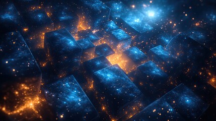 Aufkleber - Abstract Cubes in Space - Digital Art - Sci-Fi Background - Possible Use Wallpaper, Design, Website