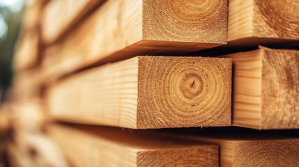 Poster - Stacked timber logs showcasing natural wood grain ready for woodworking projects : Generative AI
